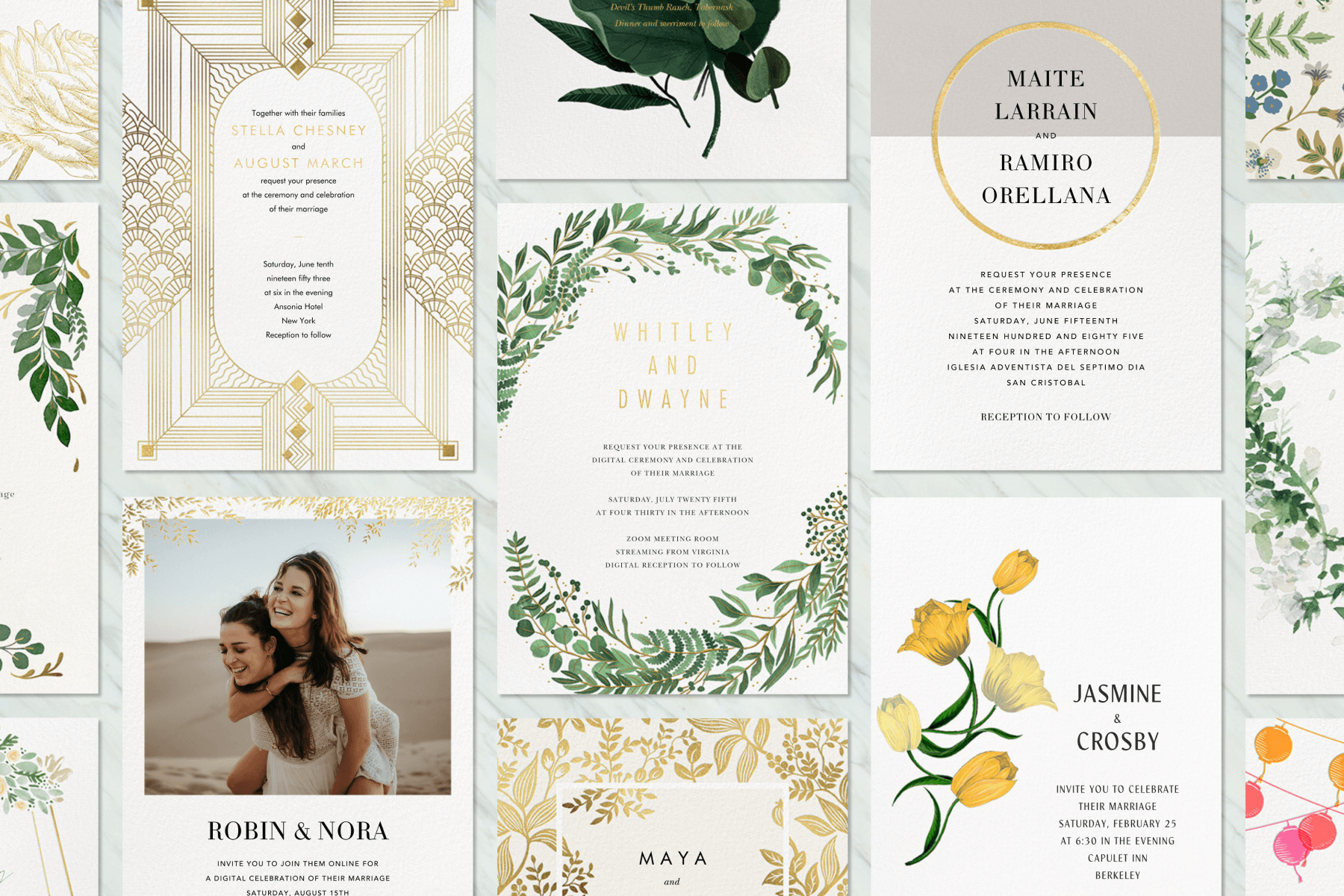 Various Paperless Post wedding invitations