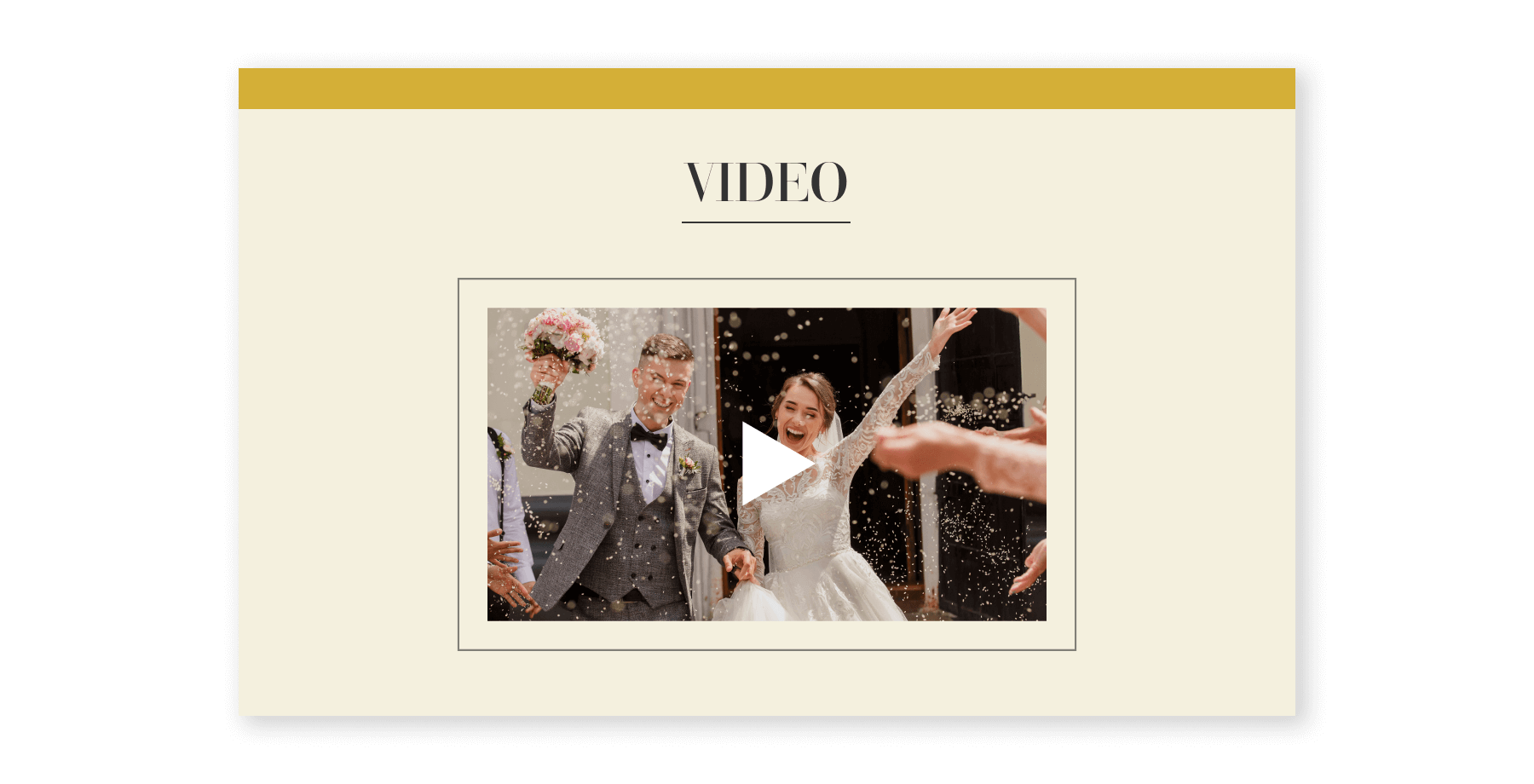 A Video Block showing a preview of a wedding video.