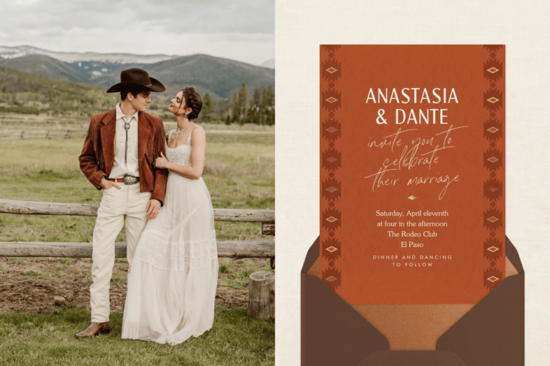 The 15 Best Wedding Invitation Trends Of 2024 Paperless Post   04 Blog Wedding 2024WeddingInvitationTrends WildWest 786x524 