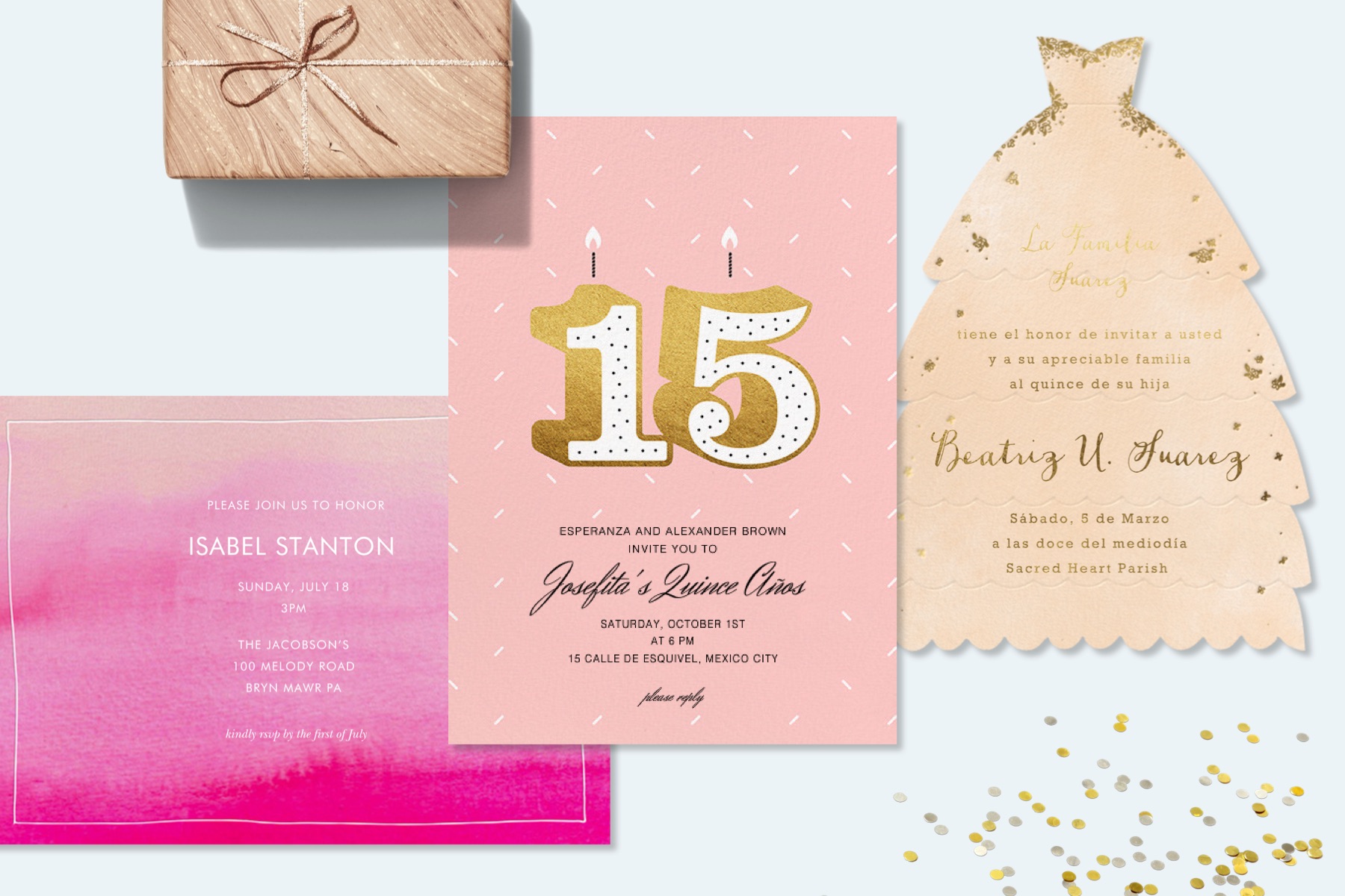 Snowflake Winter Wonderland Quinceanera Invitations Personalized - Modern  Pink Paper
