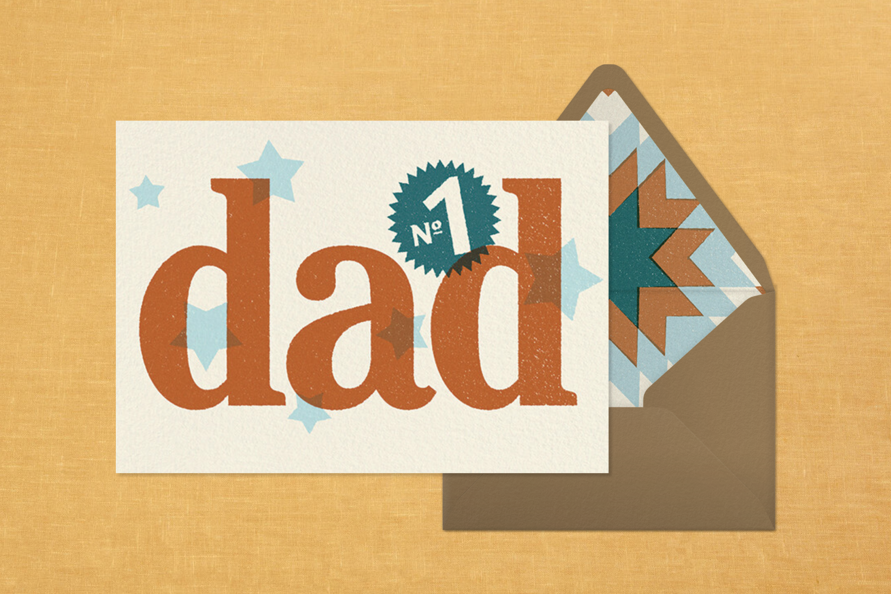 A Father’s Day card with illustrative text that reads ‘No. 1 dad.’